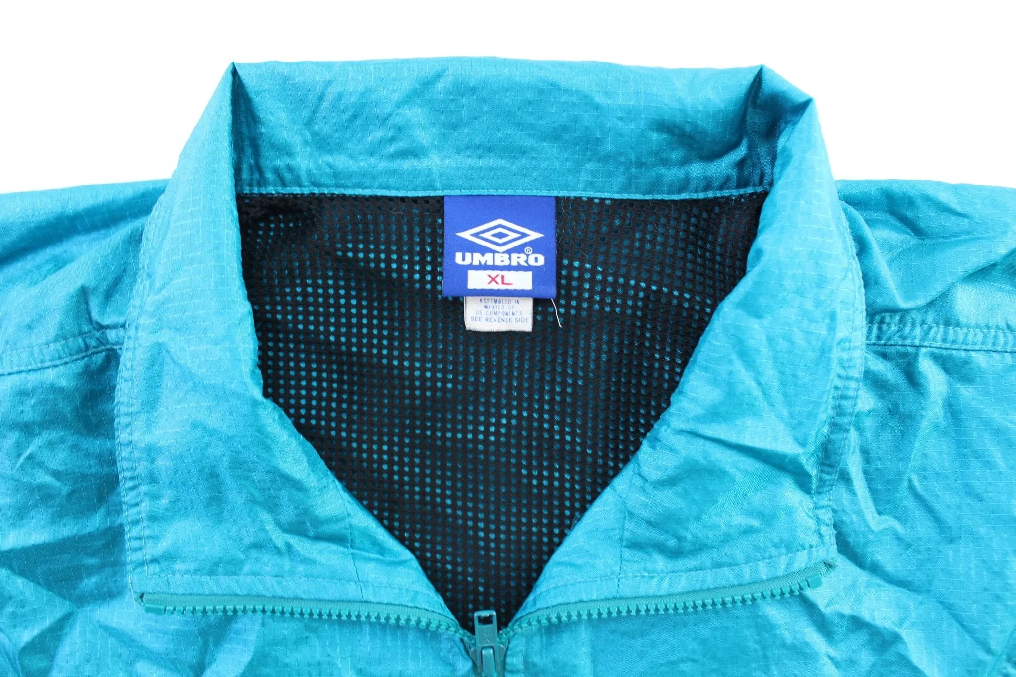 90's Umbro Logo Black & Aqua Windbreaker Jacket