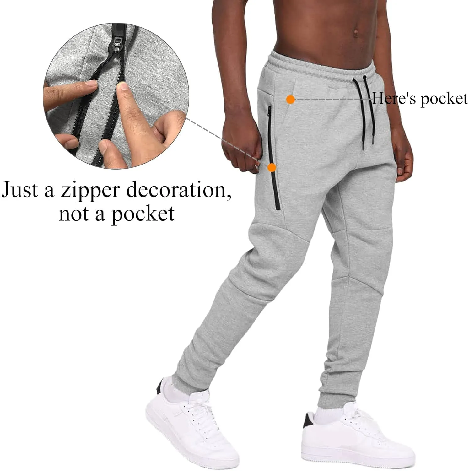 A WATERWANG Men's Slim Jogger Pants, Tapered Athletic Sweatpants for Jogging Running Exercise Gym Workout