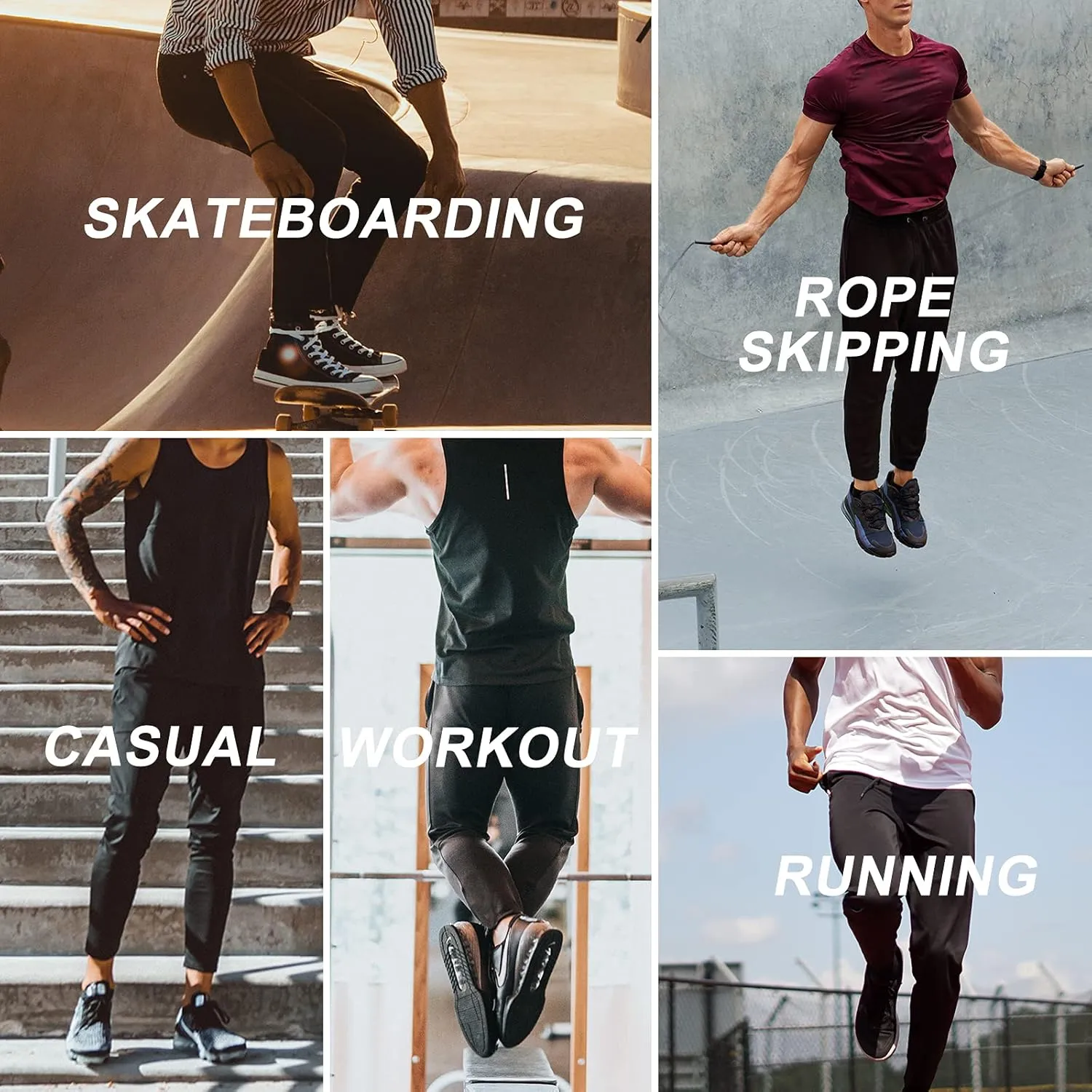 A WATERWANG Men's Slim Jogger Pants, Tapered Athletic Sweatpants for Jogging Running Exercise Gym Workout