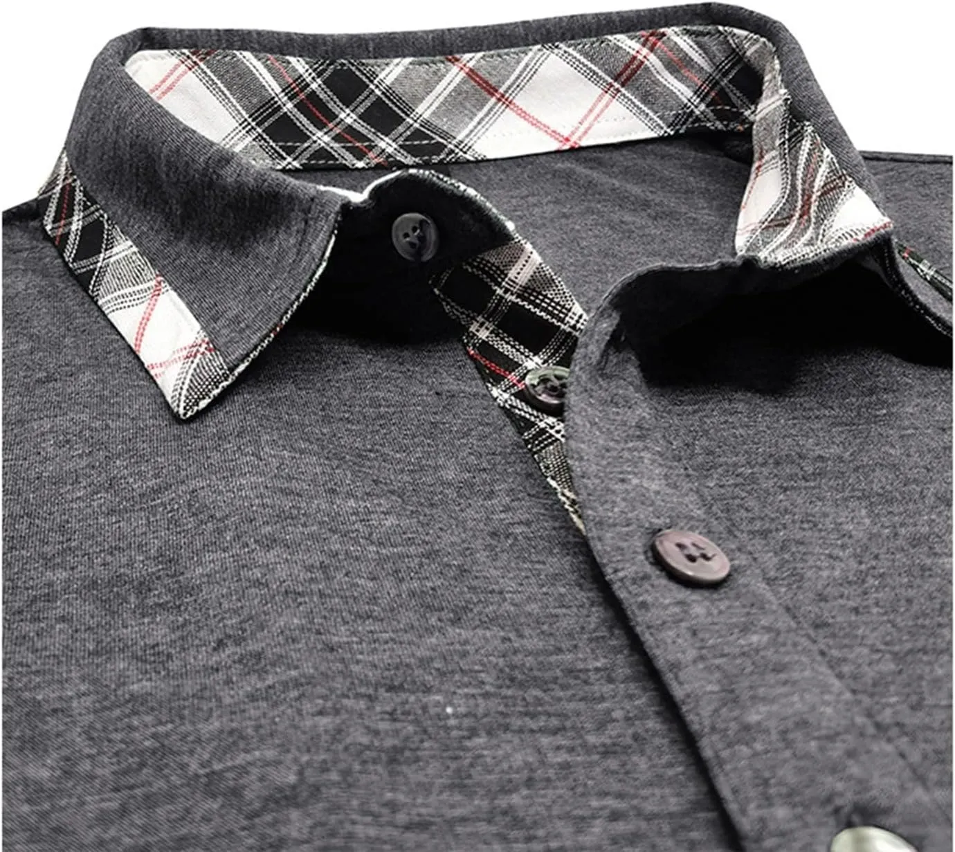 Aulemen Men's Long Sleeve Polo Shirts Casual Button Golf Tshirt Moisture Wicking Cotton Tee Collared Basic Shirts with Pocket