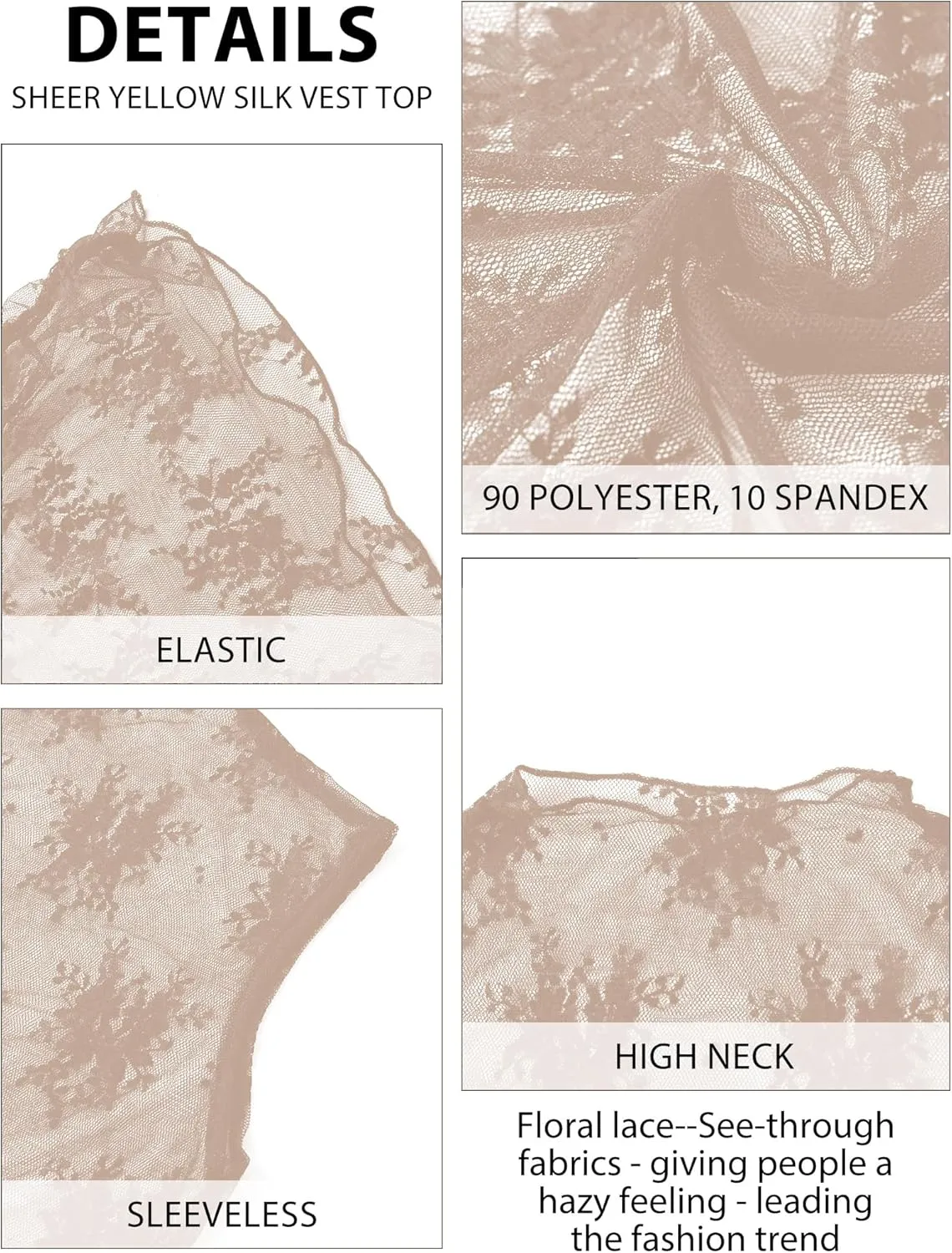 Buauty Mesh Long Sleeve Top for Women, Lace Sheer Tops See Through Mock Neck Floral Embroidery Sheer Blouce Fishnet Shirt