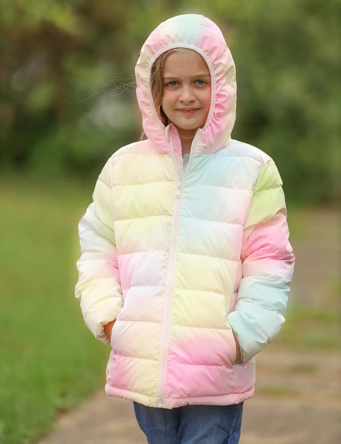Enlifety 4-12T Girls Jacket Lightweight Winter Coats with Pockets Warm Puffer Outwear