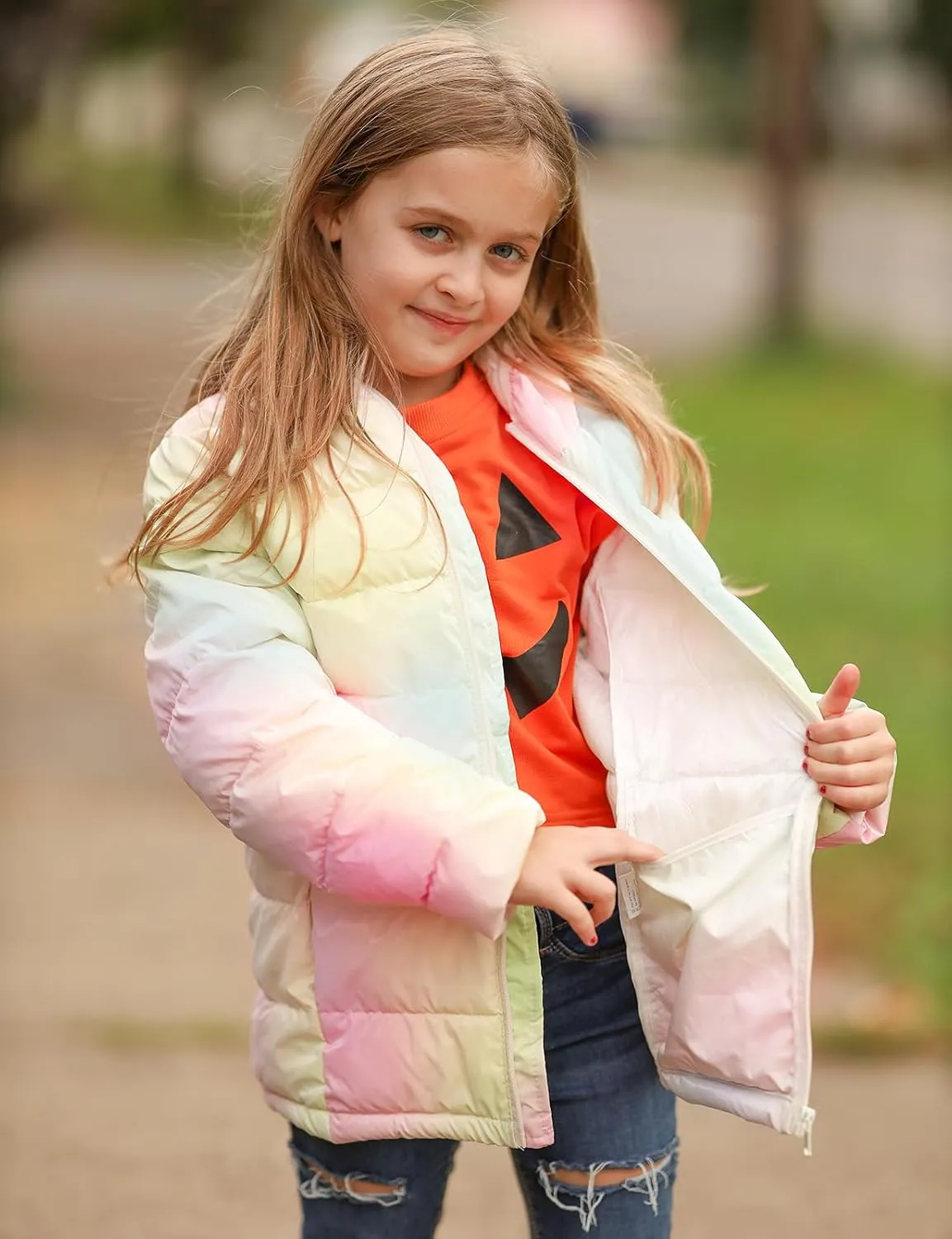 Enlifety 4-12T Girls Jacket Lightweight Winter Coats with Pockets Warm Puffer Outwear