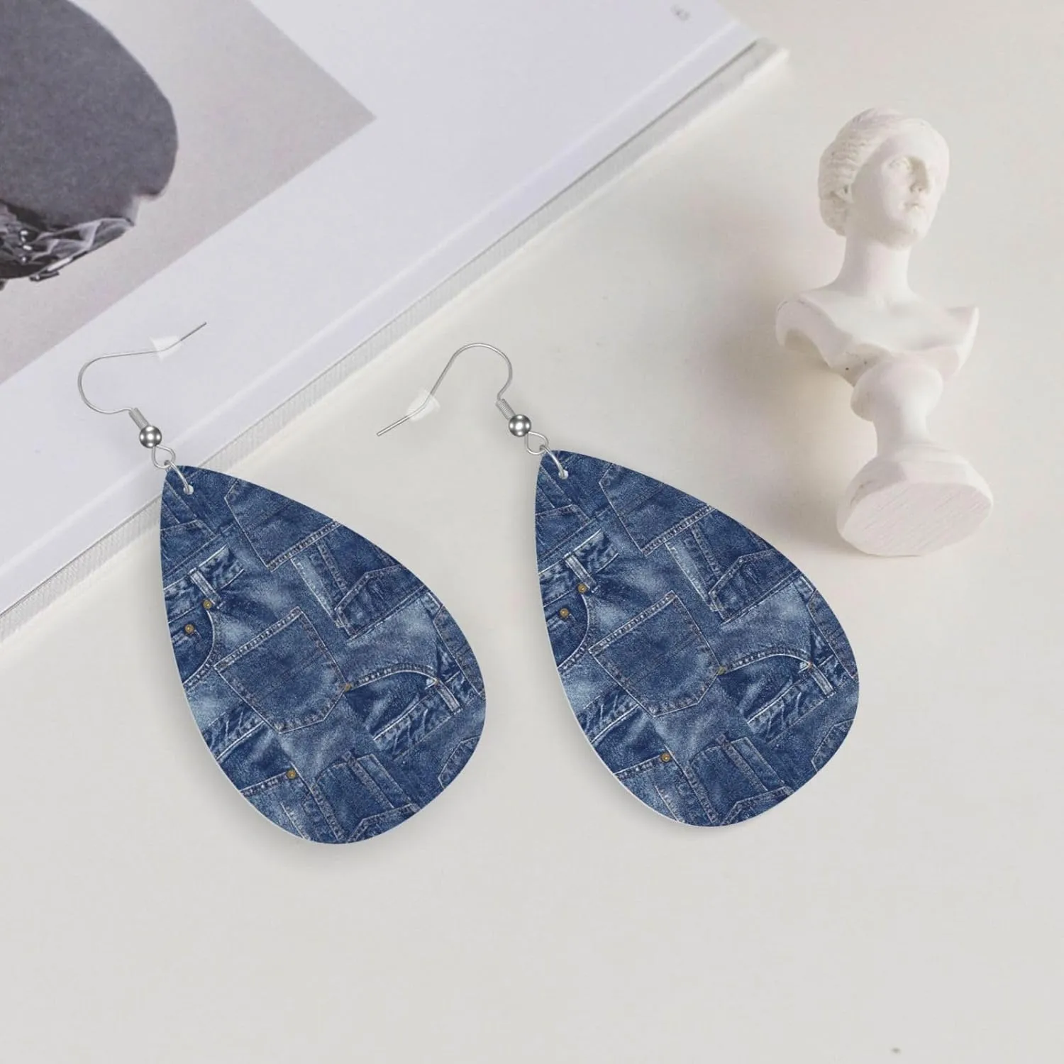 Fashion Art Leather Earrings For Women, Death Of Day Double-sided Teardrop Earring, Leaf Dangle Drop Earrings, Art Earrings Jewelry For Beach Party Gift