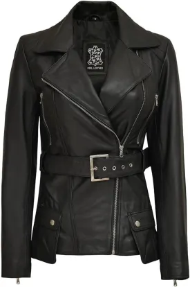 fjackets Long Leather Jacket Women - Real Lambskin Leather Jacket & Coats For Women