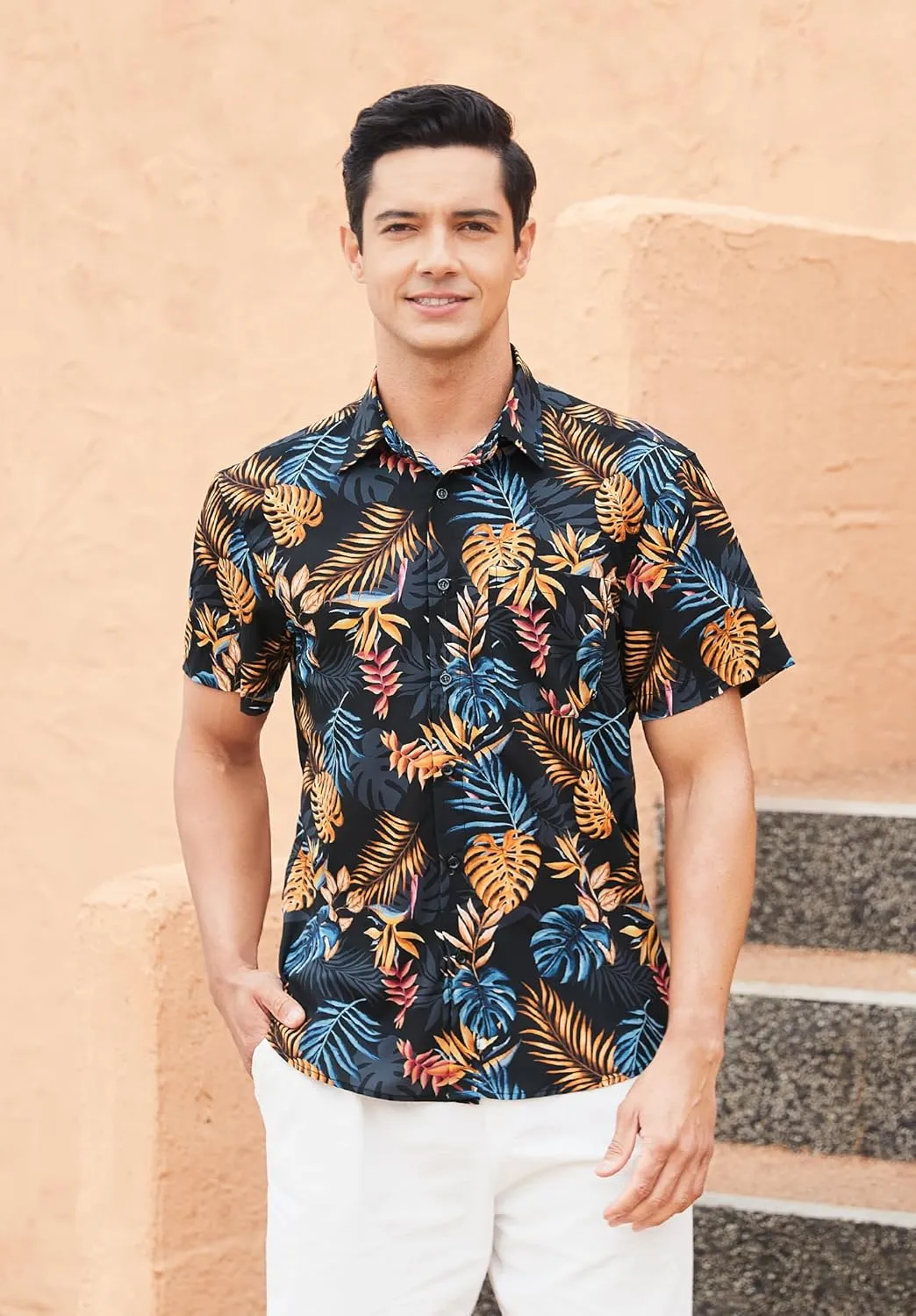 Hawaiian Shirt for Men Short Sleeve Button Down Shirt Men Casual Summer Tropical Beach Aloha Shirts for Men Hawaii Party