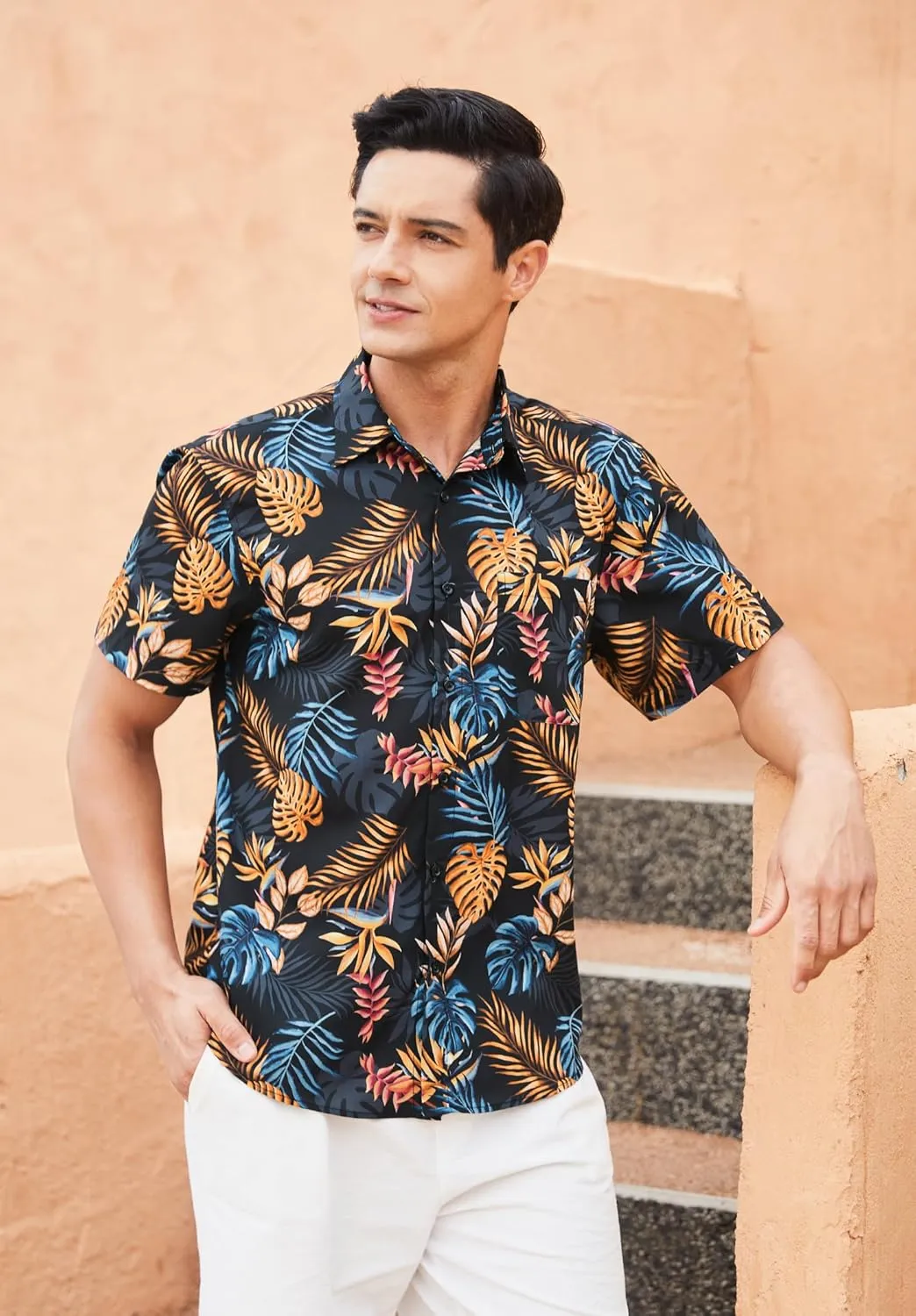 Hawaiian Shirt for Men Short Sleeve Button Down Shirt Men Casual Summer Tropical Beach Aloha Shirts for Men Hawaii Party
