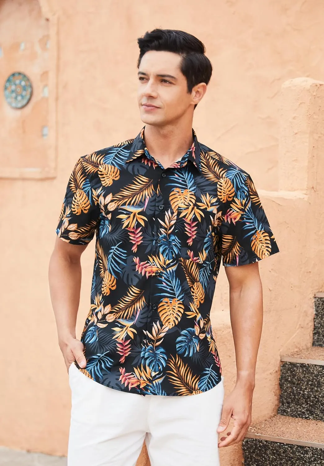 Hawaiian Shirt for Men Short Sleeve Button Down Shirt Men Casual Summer Tropical Beach Aloha Shirts for Men Hawaii Party