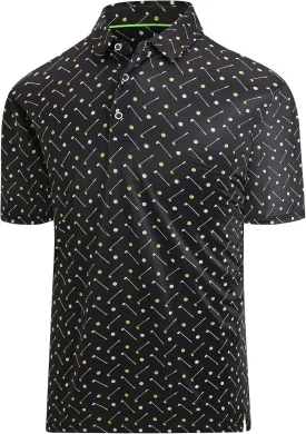 Hodaweisolp Golf Shirts for Men Dry Fit Print Moisture Wicking Performance Short Sleeve Polo Shirt