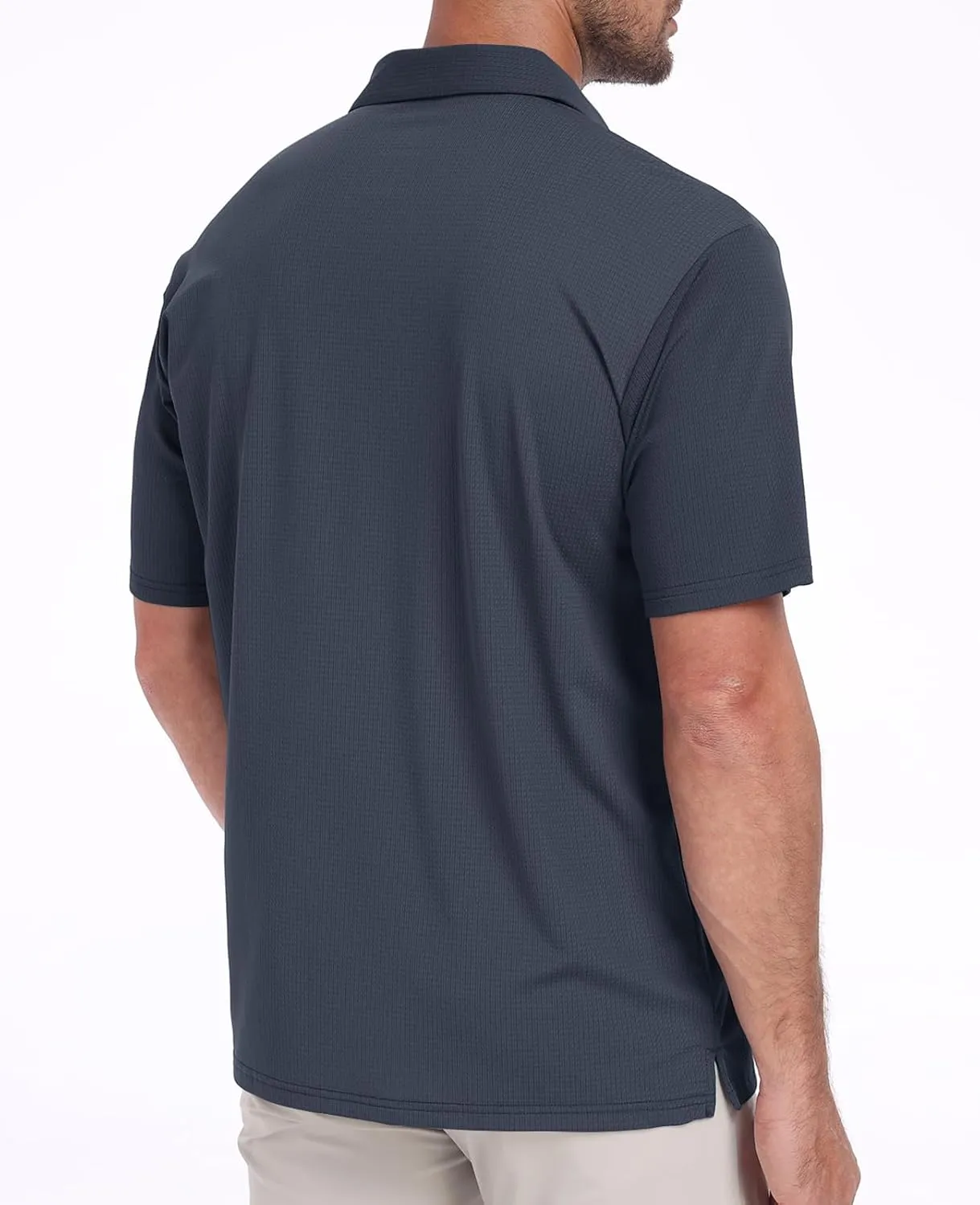 Hodaweisolp Mens Polo Shirts Short Sleeve Dry Fit Jacquard Moisture Wicking Performance Golf Shirt