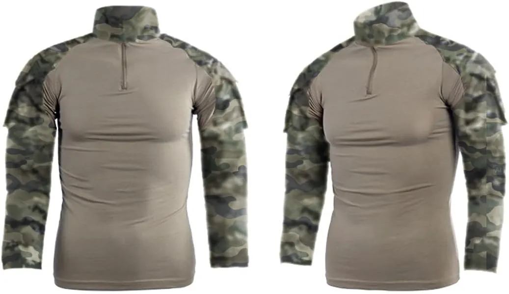 LANBAOSI Men's Tactical Combat Shirt and Pants Set Long Sleeve Woodland Hunting Military Uniform 1/4 Zip