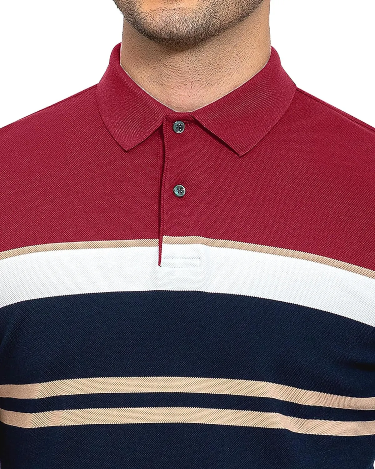 Long Sleeve Stripe Polo Shirts for Men Slim Fit Golf Collared Work Casual Rugby Shirts