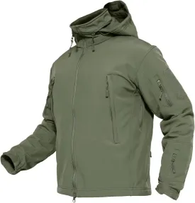 MAGCOMSEN Men's Tactical Jacket Winter Snow Ski Jacket Water Resistant Softshell Fleece Lined Winter Coats Multi-Pockets