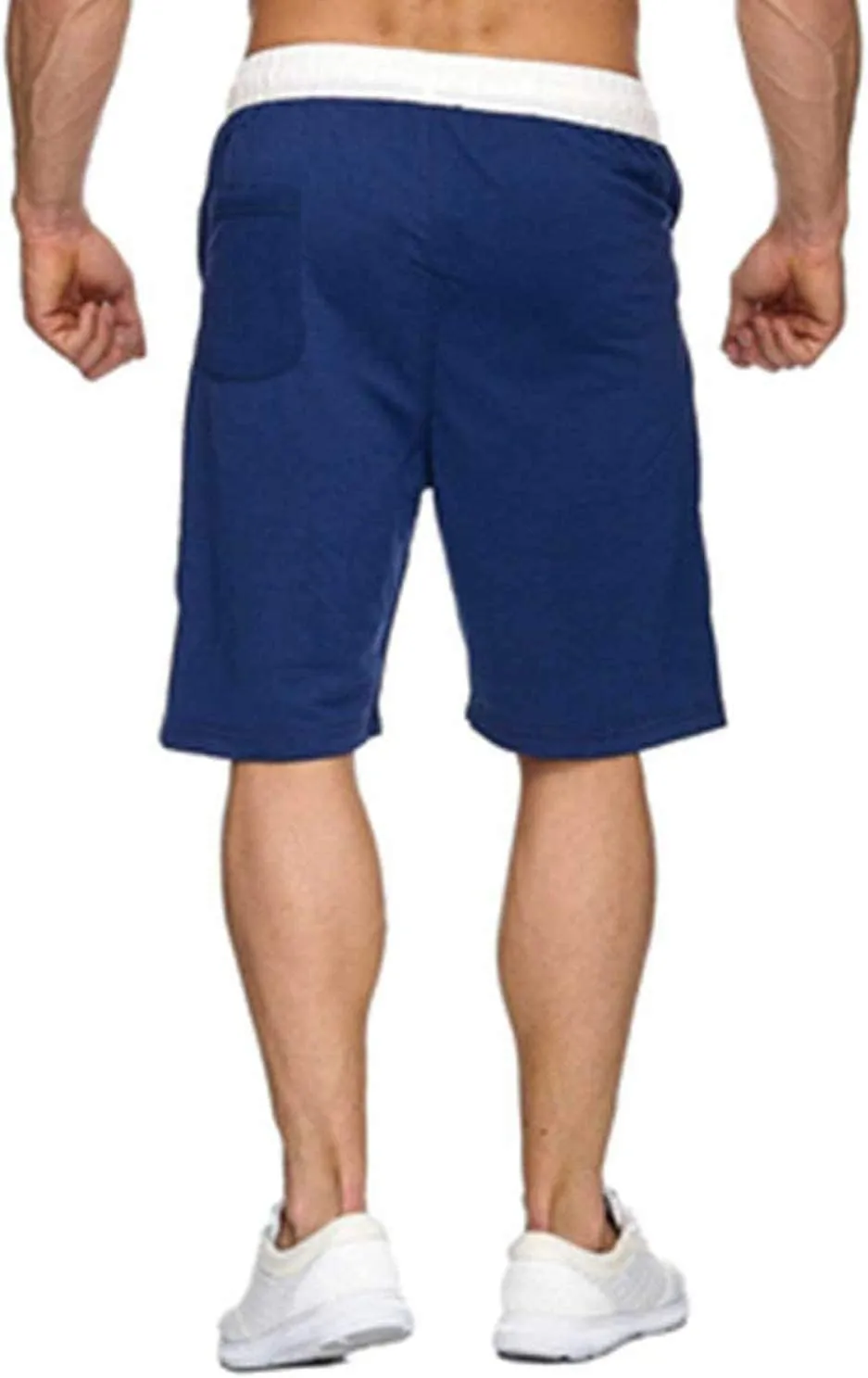 Mens Elastic Waist Drawstring Summer Workout Shorts with Zipper Pockets