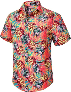 Men's Hawaiian Shirts Short Sleeve Floral Tropical Aloha Shirt Casual Summer Button Down Holiday Beach Shirt with Pocket
