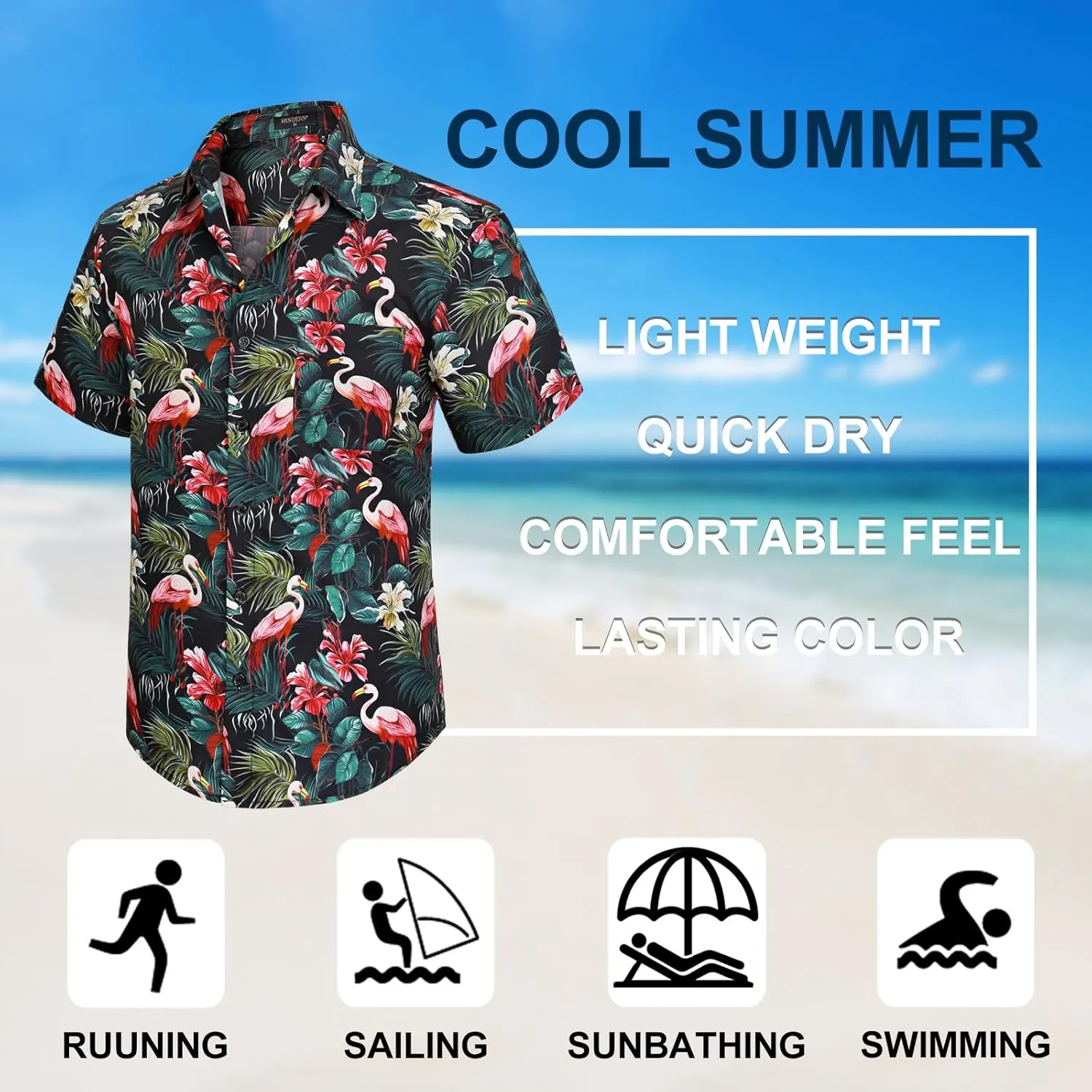 Men's Hawaiian Shirts Short Sleeve Floral Tropical Aloha Shirt Casual Summer Button Down Holiday Beach Shirt with Pocket