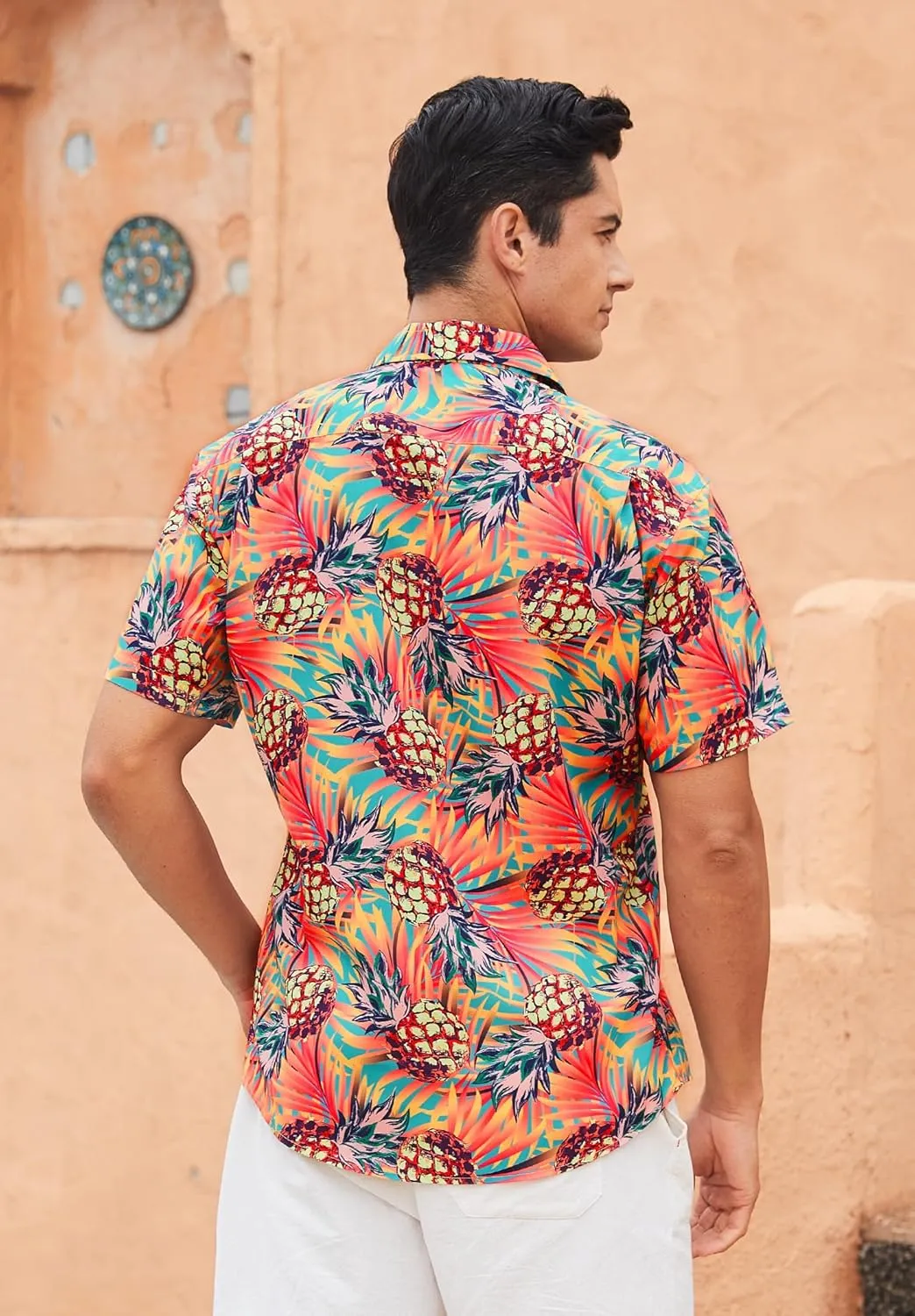 Men's Hawaiian Shirts Short Sleeve Floral Tropical Aloha Shirt Casual Summer Button Down Holiday Beach Shirt with Pocket