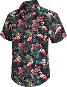 Men's Hawaiian Shirts Short Sleeve Floral Tropical Aloha Shirt Casual Summer Button Down Holiday Beach Shirt with Pocket