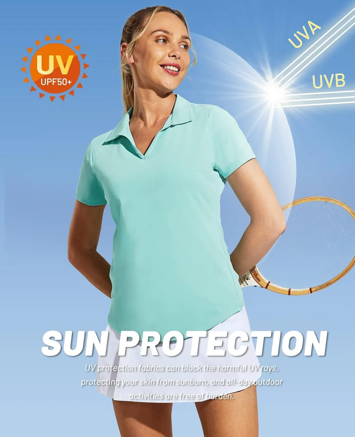 MIER Women's Golf Polo Shirts Collared V Neck Short Sleeve Tennis Shirt, Dry Fit, Moisture Wicking