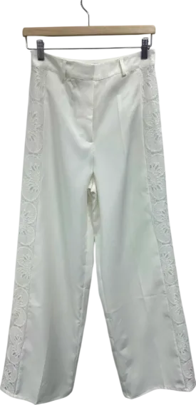 Nasty Gal White Lace Trim Trousers UK 10