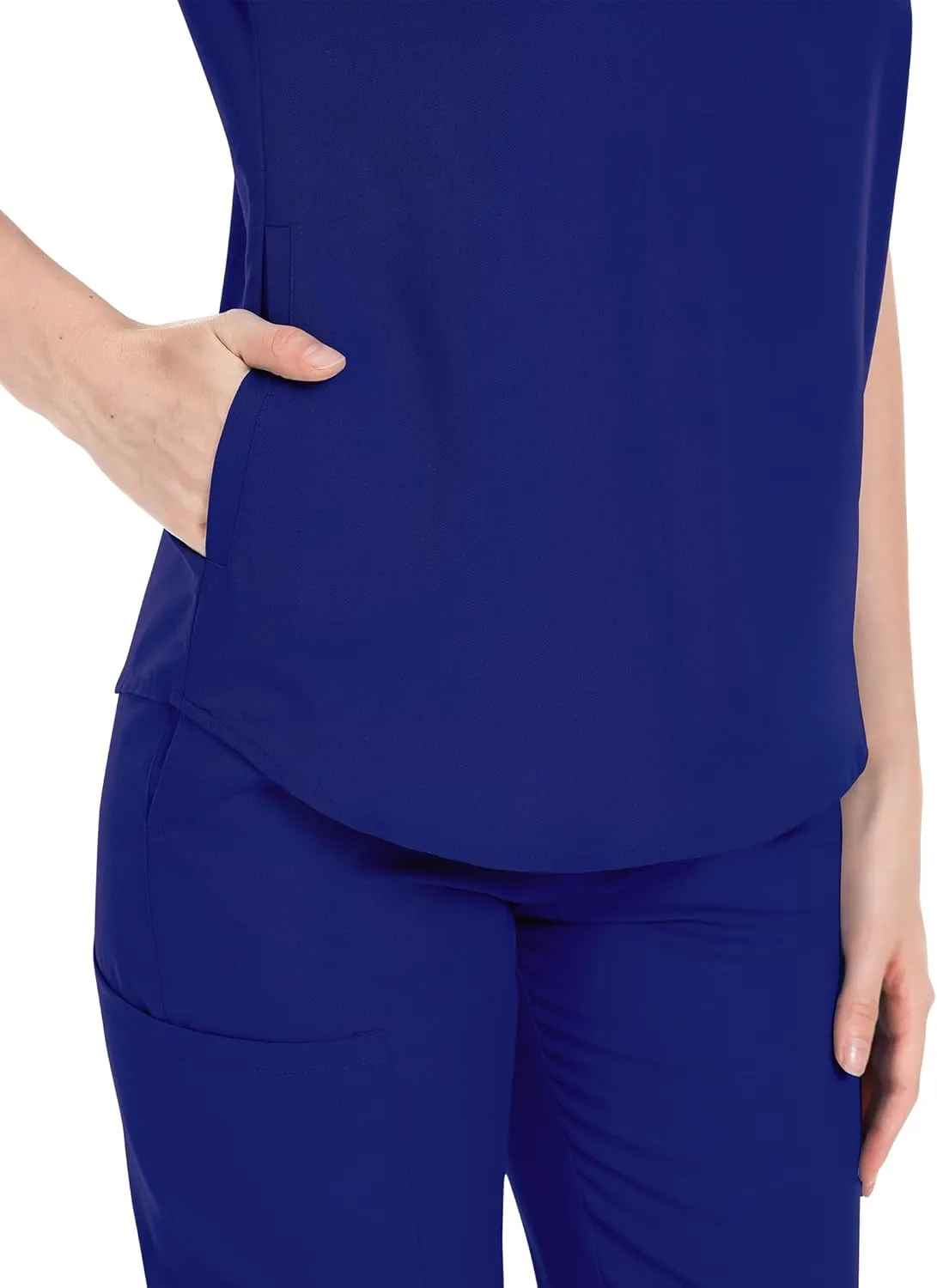 niaahinn Scrubs Set for Women Nurse Uniform Jogger Suit Stretch Top & Pants with Multi Pocket for Nurse Esthetician Workwear