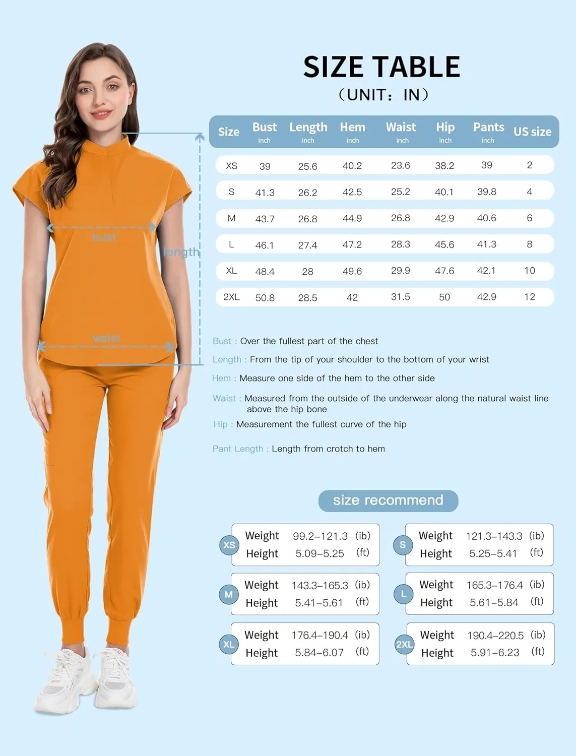 niaahinn Scrubs Set for Women Nurse Uniform Jogger Suit Stretch Top & Pants with Multi Pocket for Nurse Esthetician Workwear