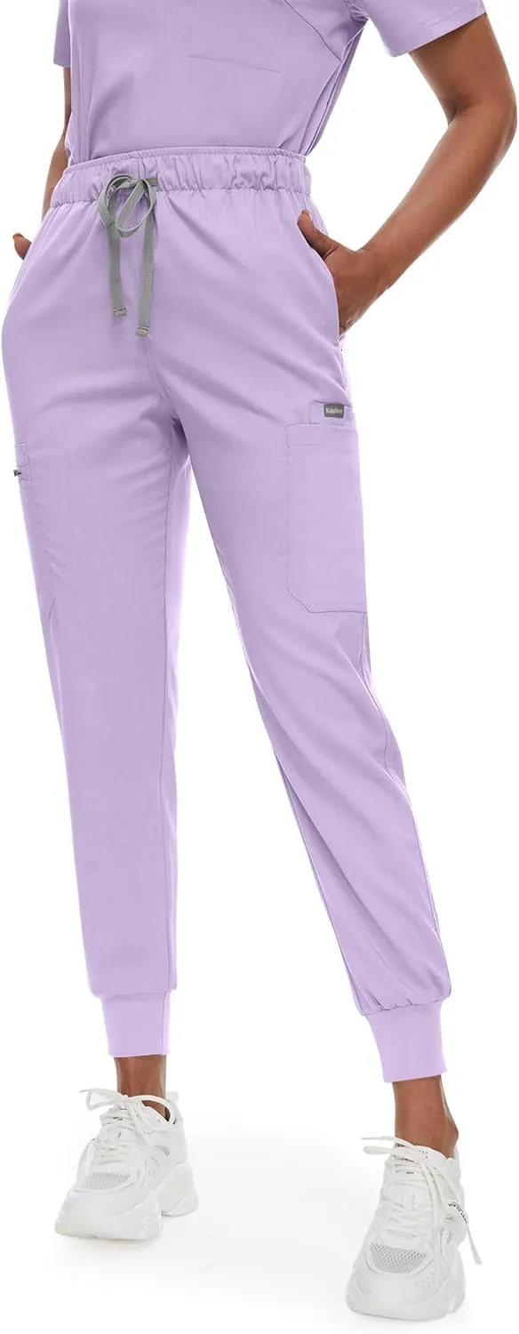 niaahinn Women's Scrub Top with Classic V-Neck & Yoga Jogger Pants Medical Nursing Uniform Set