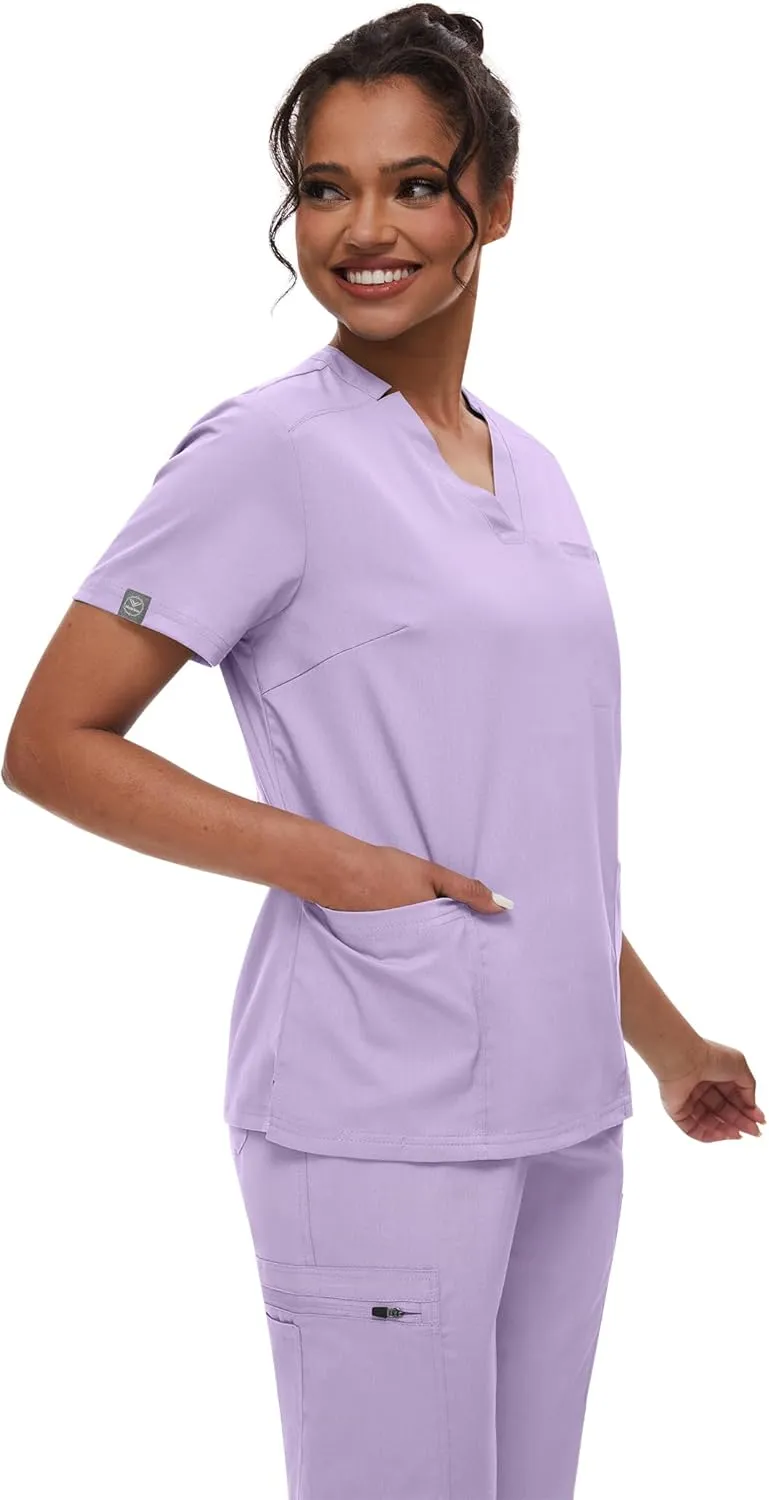 niaahinn Women's Scrub Top with Classic V-Neck & Yoga Jogger Pants Medical Nursing Uniform Set