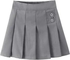 Noomelfish Girls Button Pleated Scooter Skirt School Uniform Skort (5-12 Years)