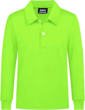 QBK Boys' Performance Polo Kids Collared Golf Shirts Long Sleeve School Uniform for 4T-16Y
