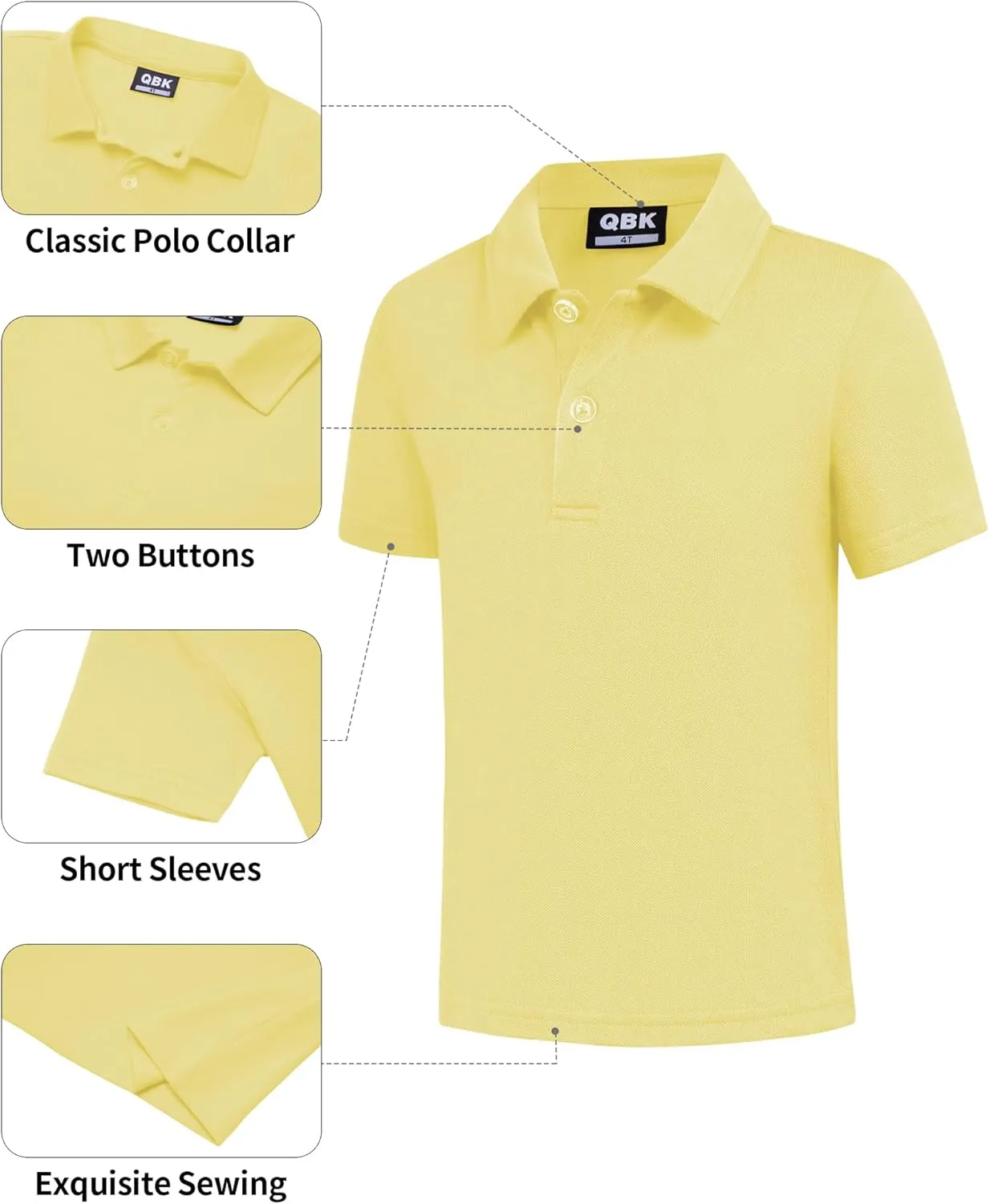 QBK Toddler to Youth Boys' School Uniform Pique Polo Kids Short Sleeve Collared Golf Shirt