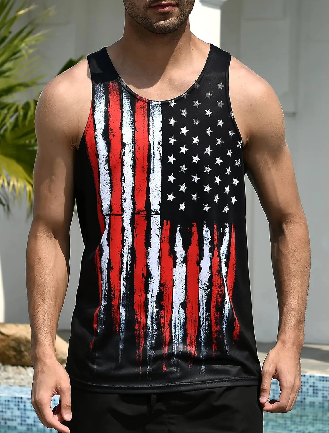 RAISEVERN Men's Tank Tops Summer Sleeveless Tee Cool Workout T-Shirts Beach Athletic Undershirts