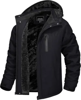 TACVASEN Men's Ski Snowboard Jacket Warm Winter Windproof Hiking Fishing Travel Fleece Lined Jacket Hooded with Pockets