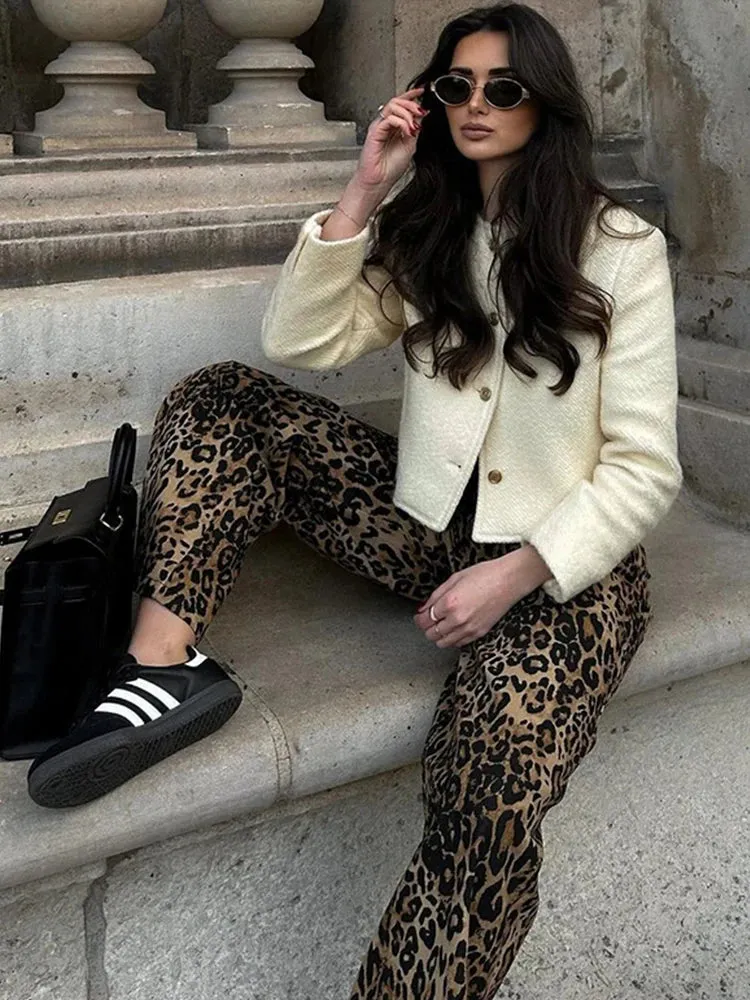 TAVIMART  -  Women Elegant Tweed Outwears O-neck Long Sleeve Female Short Jackets 2024 Autumn New Fashion Single Breasted Streetwear Coats