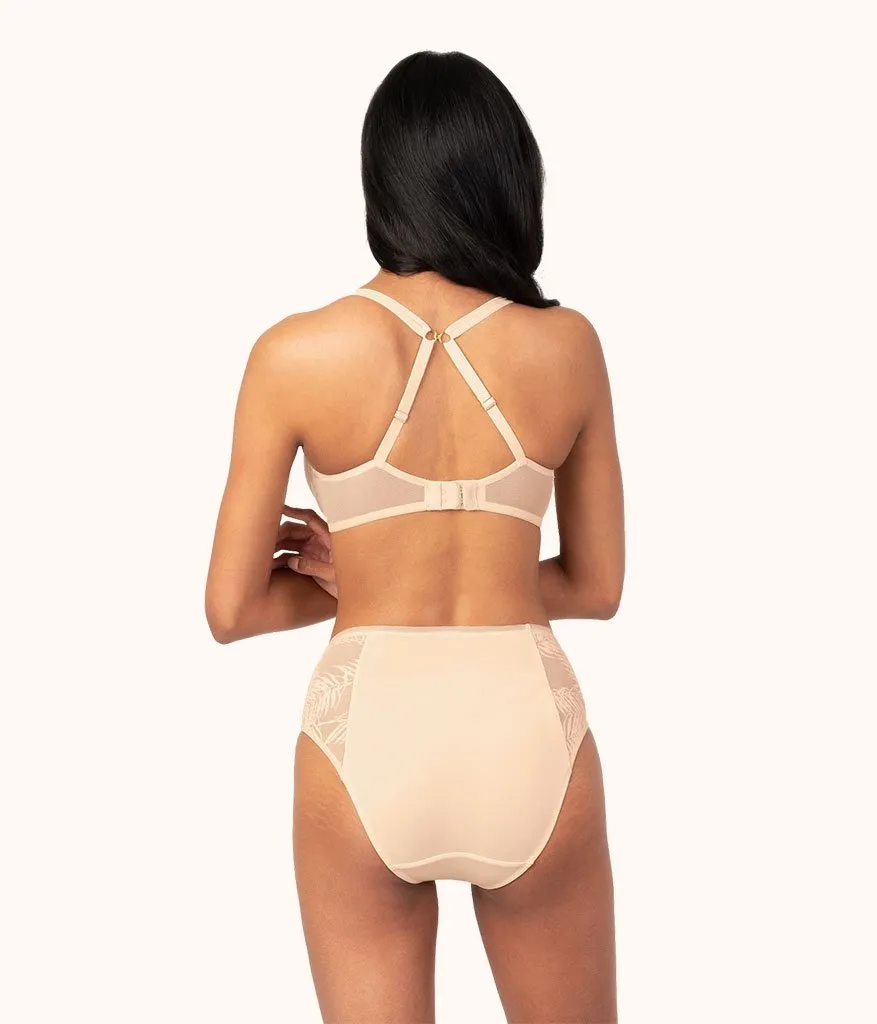 The Smooth Lace Plunge Bra: Toasted Almond