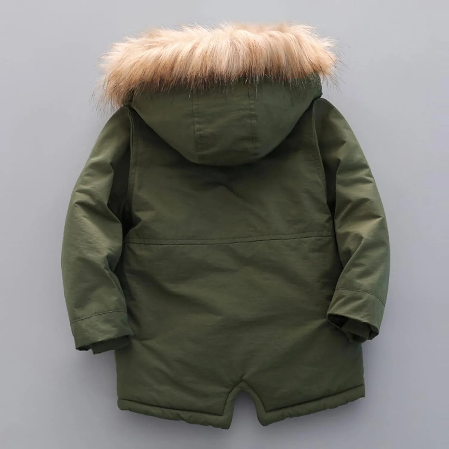 Toddler Girls Boys Padded Parka Thick Warm Jacket Faux Fur Hooded Fleece Coat for Kids Midweight Winter Jacket