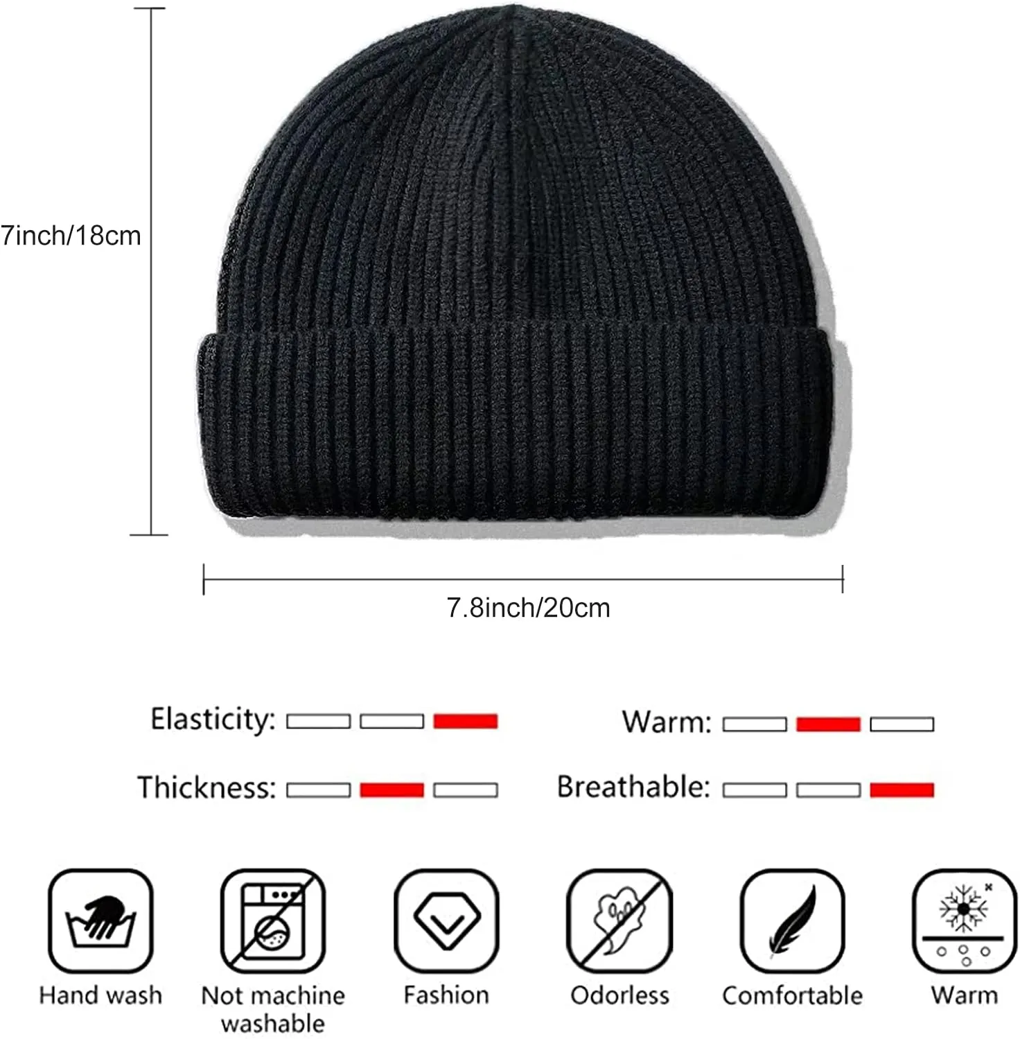 Trawler Beanie Watch Hat Roll-up Edge,Fisherman Ski Winter Warm Knit Caps Unisex
