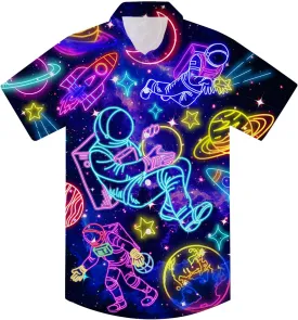 uideazone Boys Hawaiian Shirts Novelty Printed Funky Short Sleeve Button Down Shirt Kids Aloha Luau Shirt 7-14T