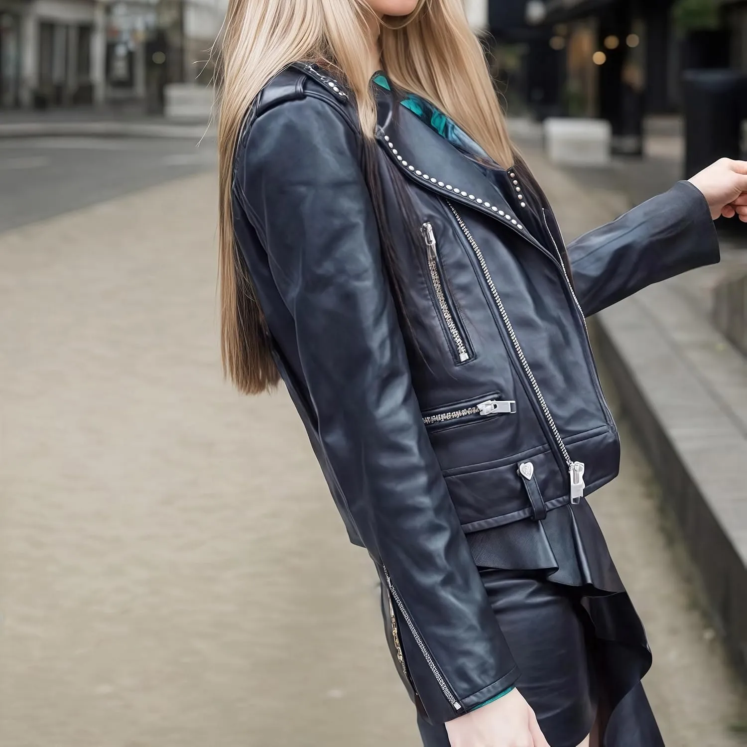 Women Leather Jackets Motorcycle Bomber Leather Coats Moto Biker Coat Spring Fall Outfits Fashion Clothes