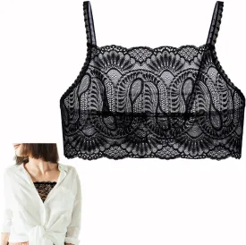 Women's Lace Camisole Crop Tops Modesty Panel Cleavage Cover up for Low Neckline Low Cut Dress
