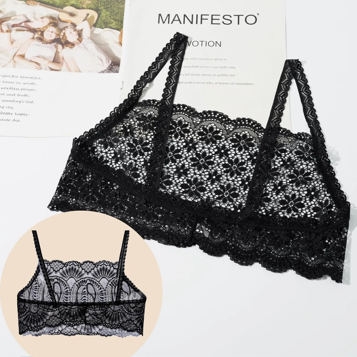 Women's Lace Camisole Crop Tops Modesty Panel Cleavage Cover up for Low Neckline Low Cut Dress