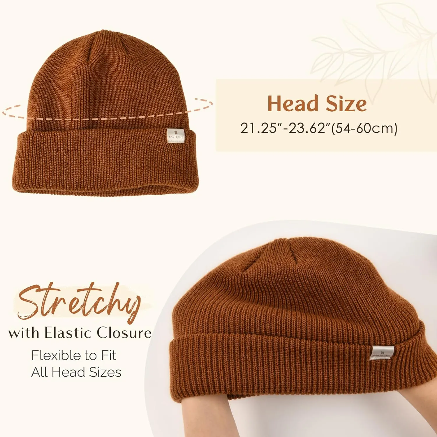 YANIBEST Beanie Hat for Women Men Satin Lined Beanie Hats Winter Hat Womens Cuffed Beanies Knit Skull Cap Warm Ski Hat Unisex