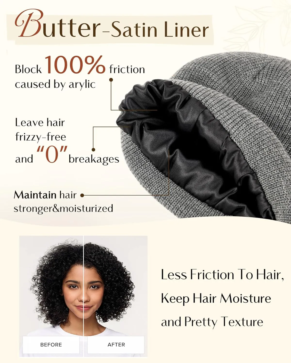 YANIBEST Beanie Hat for Women Men Satin Lined Beanie Hats Winter Hat Womens Cuffed Beanies Knit Skull Cap Warm Ski Hat Unisex