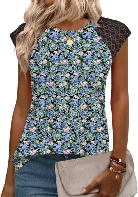 Zeagoo Women's Lace Cap Sleeve Tops Pleated Crewneck Summer Tank Tops 2025 Dressy Casual Sleeveless Shirts Blouse